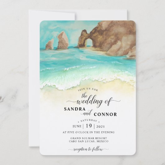 Invitation Cabo San Lucas | El Arco | Mariage de destination (Devant)