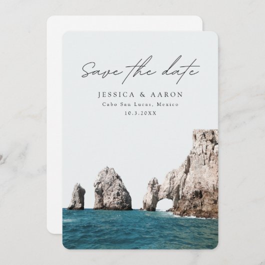 Invitation Cabo San Lucas Mariage Mexique Enregistrer la date (Devant / Derrière)