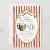 Invitation Cacao Chaud Rouge Vert Gingham 1er anniversaire (Devant)