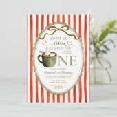 Invitation Cacao Chaud Rouge Vert Gingham 1er anniversaire (Debout devant)
