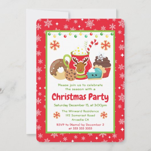Invitation Cacao et biscuits de fêtes Traités de Noël (Devant)