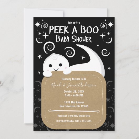 Invitation Cache-cache fantôme Halloween Shower pour bébé (Devant)