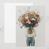 Invitation Caché derrière les fleurs (Devant / Derrière)