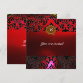 Invitation CACHET DE CIRE burgundi rouge MONOGRAMME PIERRE PR (Devant / Derrière)