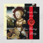 INVITATION CACHET DE CIRE POUR FÊTE DE DÉGUSTATION DE VIN DU (Devant / Derrière)