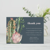 INVITATION CACTI FLORAL ROSE MARINE FOLIAGE MERCI MARIAGE (Debout devant)