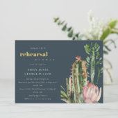 INVITATION CACTI FLORAL ROSE MARINE FOLIAGE RÉPÉTITION DÎNER (Debout devant)