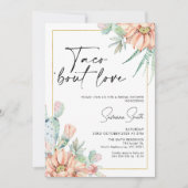 Invitation Cactus Apricot Floral Taco Bout Love Fête des mari (Devant)