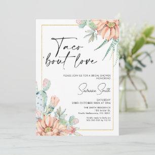 Invitation Cactus Apricot Floral Taco Bout Love Fête des mari