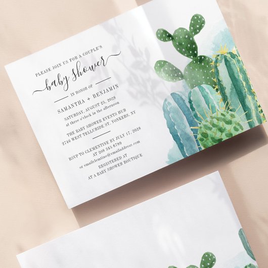 Invitation Cactus Aquarelle Couples Baby shower Succulent