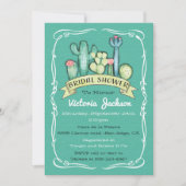 Invitation Cactus aquarelle et Fête des mariées succulente (Devant)