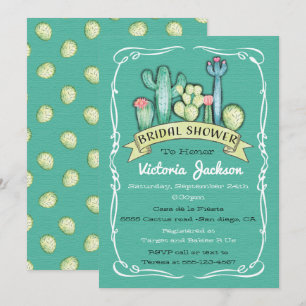 Invitation Cactus aquarelle et Fête des mariées succulente