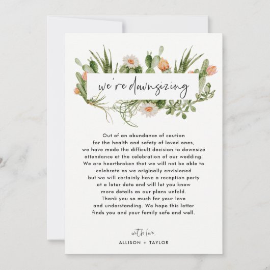 Invitation Cactus Aquarelle Mise à Jour De Mariage Réduction  (Devant)