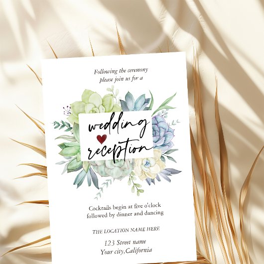 Invitation Cactus aquarelle, points de succulentes Réception