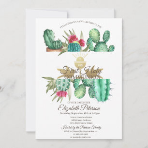 Invitation Cactus aquarelle Première Sainte Communion  