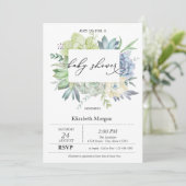 Invitation Cactus aquarelle Succulentes Points Baby Shower (Debout devant)
