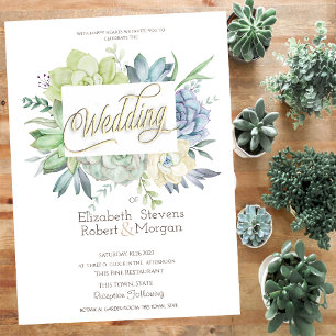 Invitation Cactus Aquarelle Succulentes Points Wedding Mariag