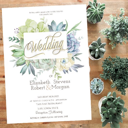 Invitation Cactus Aquarelle Succulentes Points Wedding Mariag