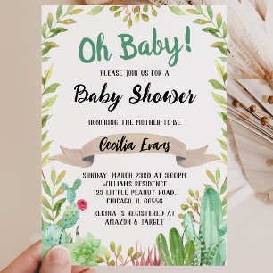Invitation Cactus Baby Shower