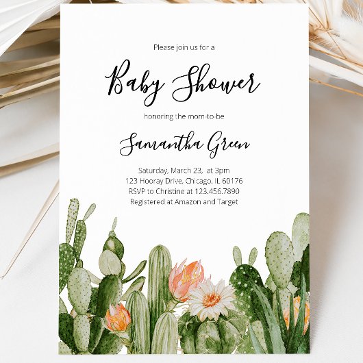 Invitation Cactus Baby Shower