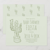 Invitation Cactus Baby shower Creusé à la main Pastel Green (Devant / Derrière)