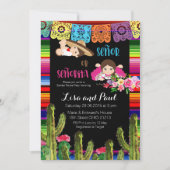 Invitation Cactus Baby shower mexicain de révélation de genre (Devant)