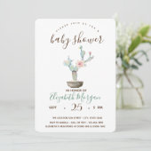 Invitation Cactus Baby shower Pois succulent (Debout devant)