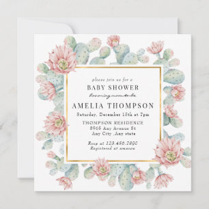 Invitation Cactus Baby shower rustique Boho