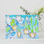 Invitation Cactus "Blue Desert" (Debout devant)