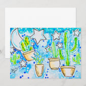 Invitation Cactus "Blue Desert" (Devant / Derrière)