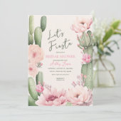 Invitation Cactus Blush rose Fiesta Boho verdure de mariage (Debout devant)