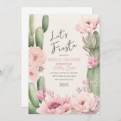 Invitation Cactus Blush rose Fiesta Boho verdure de mariage (Devant / Derrière)