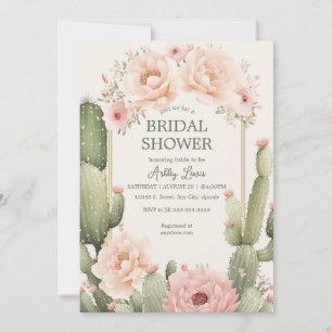 Invitation Cactus Boho Baby shower Floral Désert