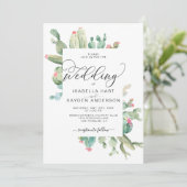 Invitation Cactus Boho Cactus Désert Succulents Mariage (Debout devant)
