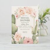 Invitation Cactus Boho Douche nuptiale Désert Floral (Debout devant)