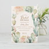 Invitation Cactus Boho floral Désert Vert neutre (Debout devant)