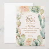 Invitation Cactus Boho floral Désert Vert neutre (Devant / Derrière)