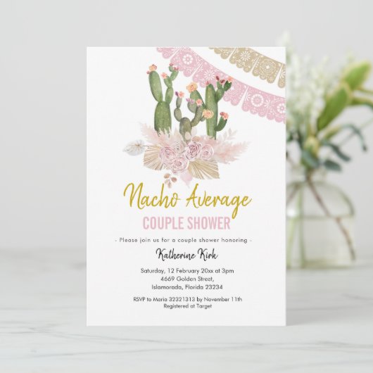 Invitation Cactus Boho Nacho Douche Couple Moyenne (Debout devant)