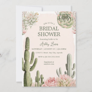 Invitation Cactus Boho Végétal fleurs Désert