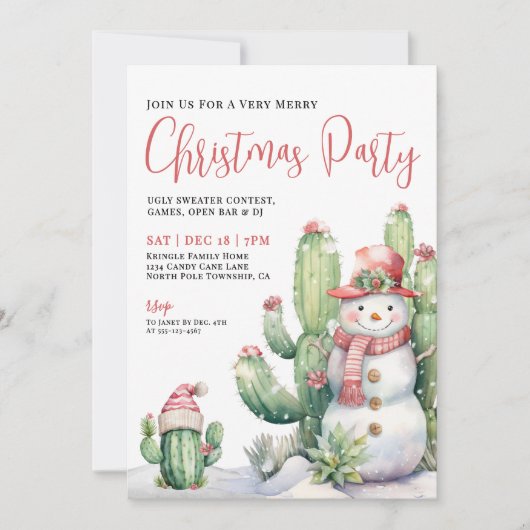Invitation Cactus Christmas Party (Devant)