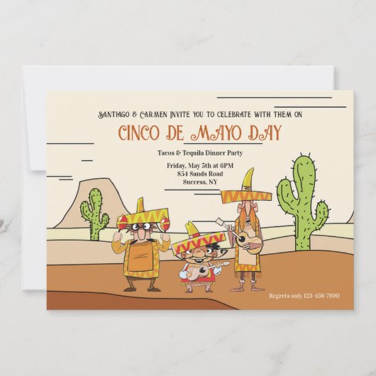 Invitation Cactus Cinco De Mayo (Devant)