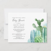 Invitation Cactus Couples Baby shower Aquarelle Script (Devant)