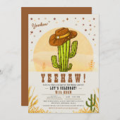 Invitation Cactus Cowboy Casquette Western Anniversaire Party (Devant / Derrière)