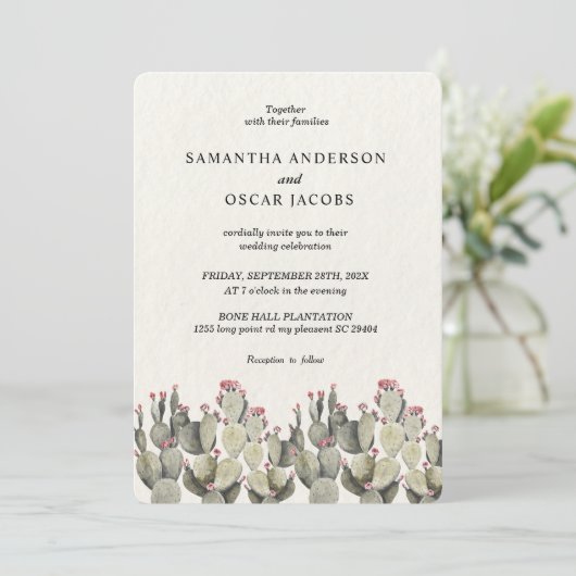 Invitation Cactus d'aquarelle verte moderne (Debout devant)