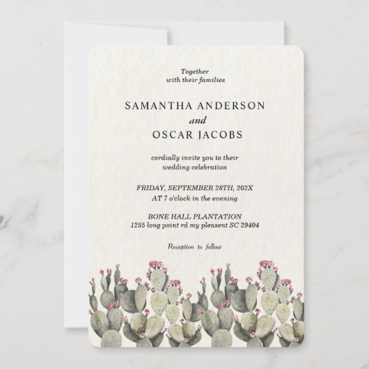 Invitation Cactus d'aquarelle verte moderne (Devant)