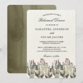 Invitation Cactus d'aquarelle verte moderne (Devant / Derrière)