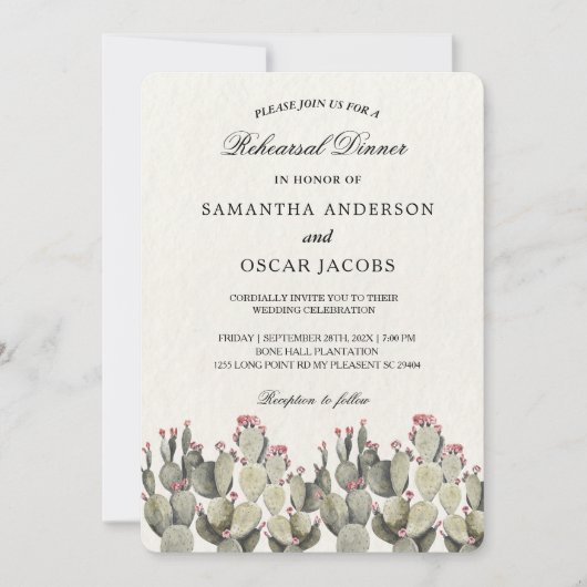 Invitation Cactus d'aquarelle verte moderne (Devant)