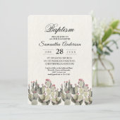 Invitation Cactus d'aquarelle verte moderne (Debout devant)