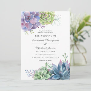 Invitation Cactus de désert aquarelle Succulentes Mariage