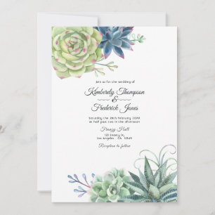 Invitation Cactus de désert aquarelle Succulents Mariage